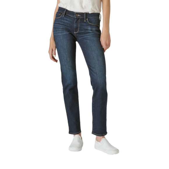 Lucky Brand Denim - Lucky Brand Womens 16 / 33 R Blue Sweet Straight Leg Whiskered Dark Wash Jeans